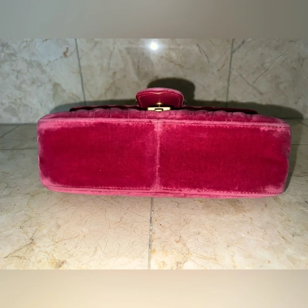 Gucci GG Marmont Velvet Small Bag – Fuchsia Pink | COA - Picture 6 of 11